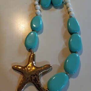 Turquoise nautical necklace with matching earrings
